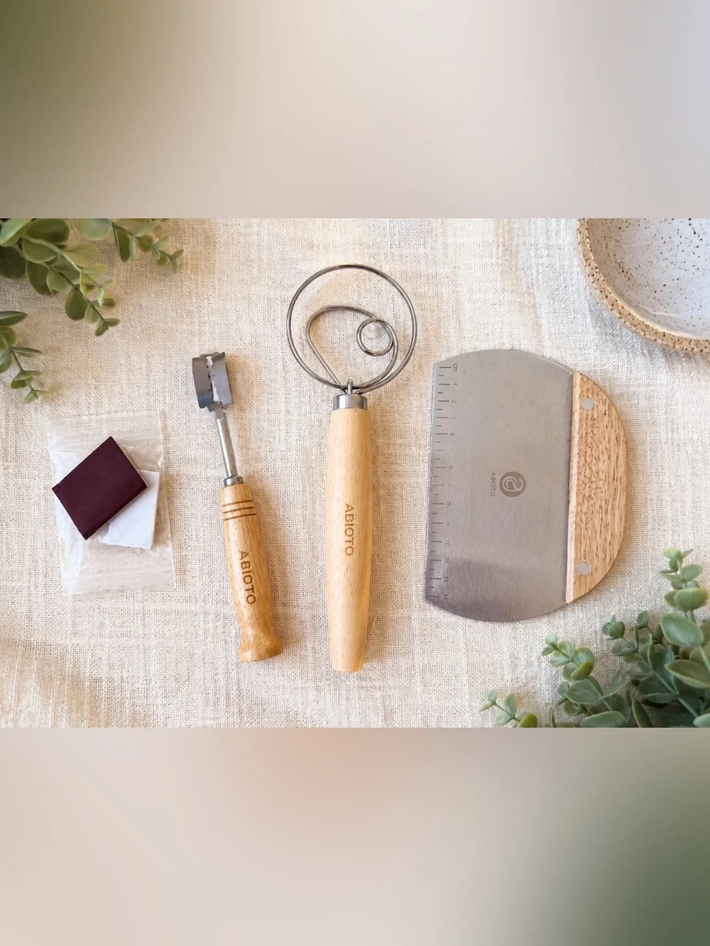 ABIOTO Sourdough Bread Making Tool Set Dough Whisk Lame Scraper Bakers Kit